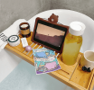 Bathtub Caddy Tray Crafted Bamboo Bath Tray Table Extendable Reading Rack