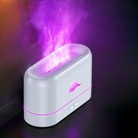 1pc Flame Air Diffuser, Humidifier, Portable Noiseless Aroma Diffuser For Home, Office Yoga Essential Oil Diffuser With Water Auto-Off Protection (Style: 3Color LED Light, Color: White Color)
