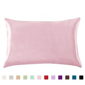 Pillowcase Satin Solid Color Simulation Silk Single Pillowcase Ice Silk Pillowcase (Flower Pattern: Pink)