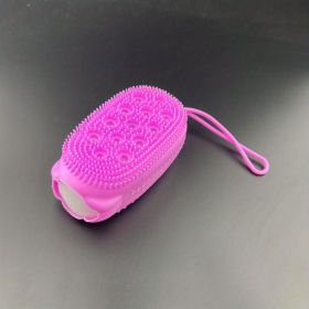 Silicone Bath Brush, Exfoliating Body Scrub Brush, Double-Sided Silicone Bath Massage Brush, (Color: Purple)